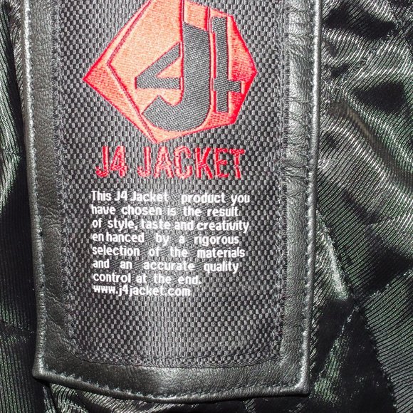 J4 Jacket Leather Black Red moto Biker Jacket Men's Size:L - Picture 4 of 5
